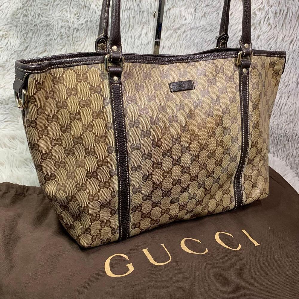 GUCCI tote bag GG crystal documents business Brown all over